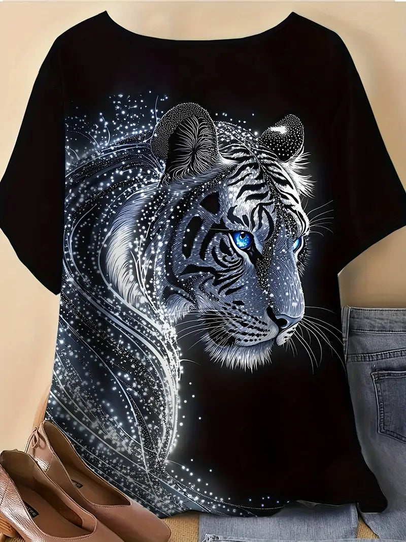 3D Tiger Print Tee for Everyday Wear